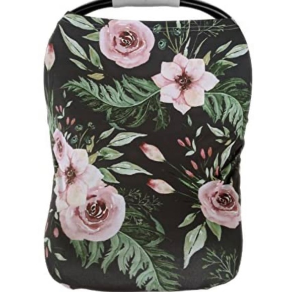 Pobi Baby Car Seat Covers and Nursing Cover - Soft and Stretchy Floral Pattern - Picture 2 of 3